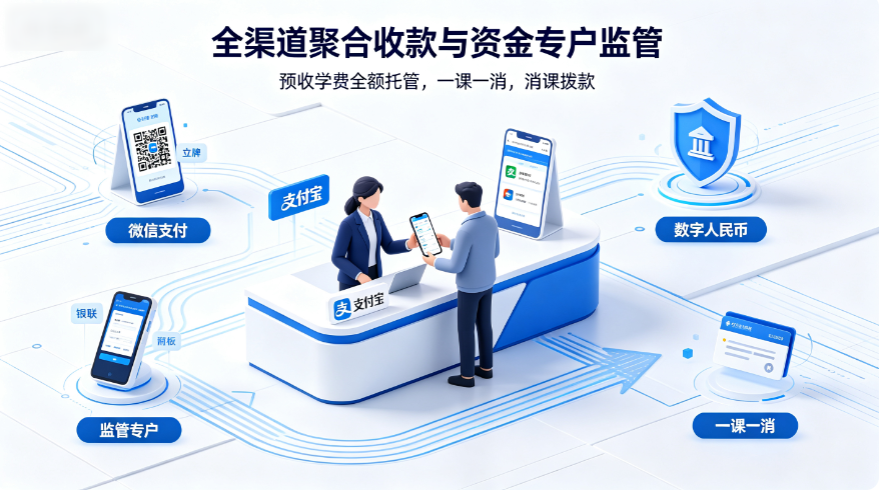 一课一消 + 资金监管：双减背景下教培前端收款与教务家校一体化方案