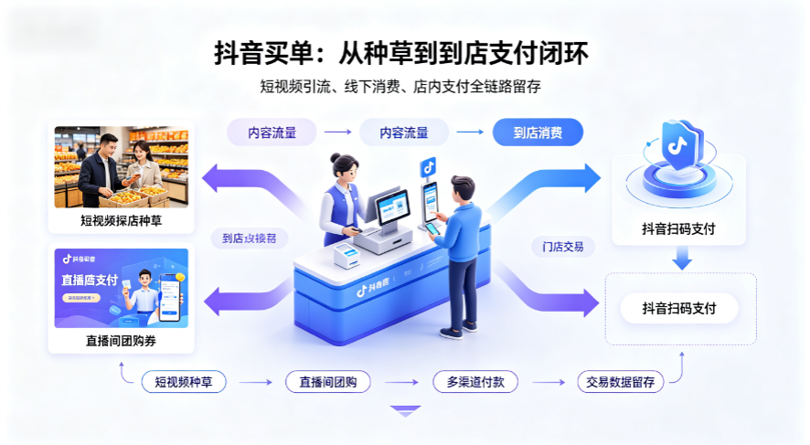 打通种草到到店全链路：抖音买单核心功能、私域沉淀与收银核销一体化解析