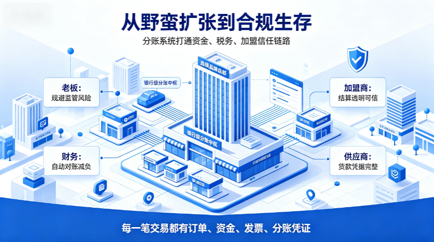 连锁加盟强监管时代！分账系统成财务合规刚需，规避二清、金税四期稽查双重风险