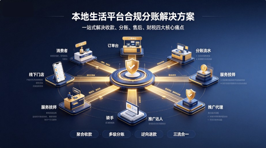 本地生活平台分账解决方案｜聚合收款与多级智能分账，破解平台结算痛点
